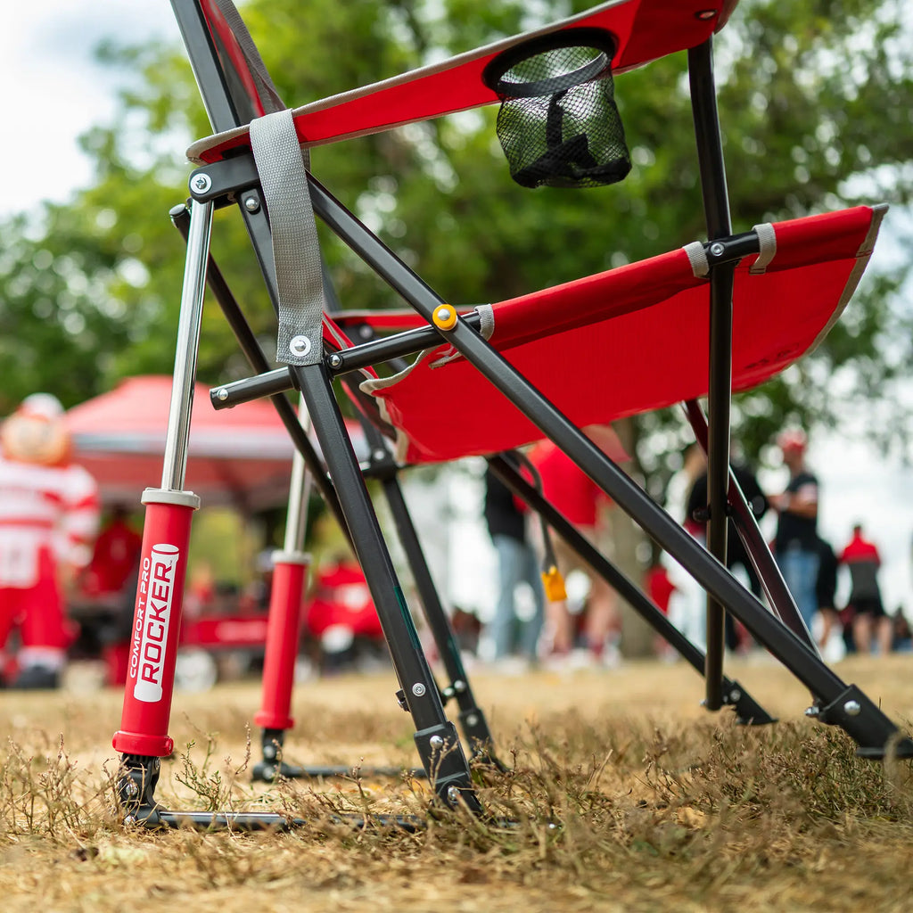 Heavy-Duty Freestyle College Comfort Pro Rocker - Ohio State Buckeyes - Choice 676 - Heavy-Duty Kickback Rocker with Beverage Holder Detail