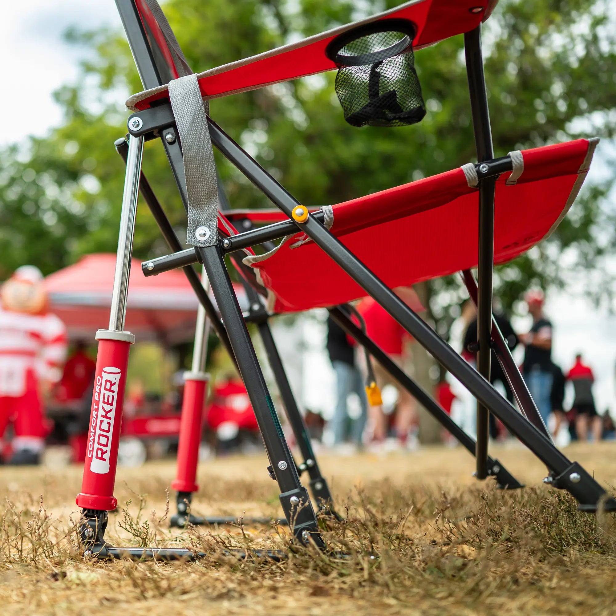 Heavy-Duty Freestyle College Comfort Pro Rocker - Ohio State Buckeyes - Choice 676 - Heavy-Duty Kickback Rocker with Beverage Holder Detail
