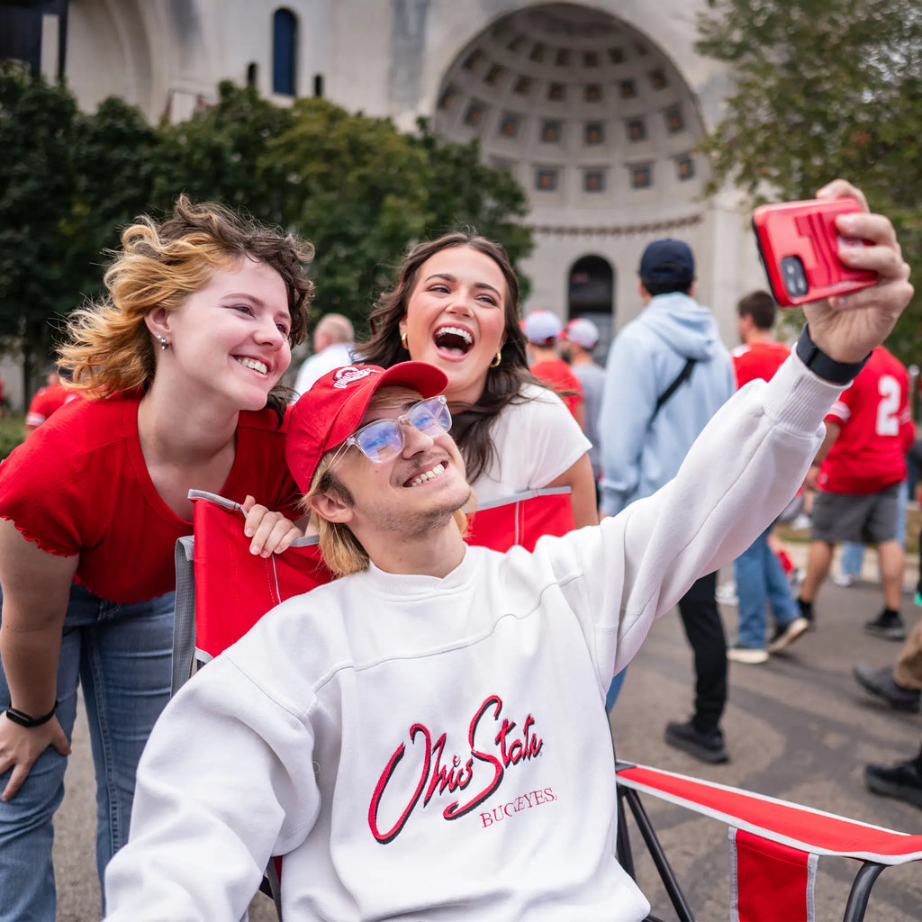 Heavy-Duty Freestyle College Comfort Pro Rocker - Ohio State Buckeyes - Choice 676 - Heavy-Duty Kickback Rocker with Beverage Holder Detail