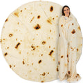 Cozy Fleece Burrito Tortilla Blanket, Double Sided Taco Flour Wrap Novelty Throw for Adult Kid Teen, Realistic Food Blanket, Funn... - Luxury Knitted Decorative Throw Blanket with Fringes - Default Title