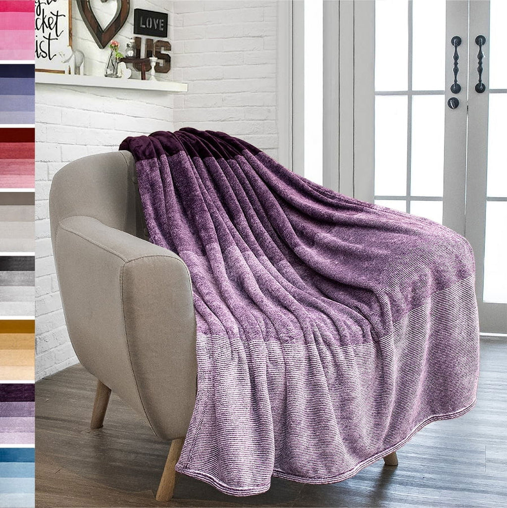 Reversible Sherpa Flannel Fleece Ombre Throw Blanket for Couch | Super Soft Cozy Microfiber Couch Blanket | Gradient Decorative Accent ... - Super Soft Reversible Sherpa Flannel Blanket - Default Title