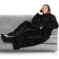 Cozy Fleece Fleece Blanket with Sleeves, Foot Pockets for Women Men Adults, Plush Wearable Blanket Throw Wrap, Warm Snuggle Blank... - Lightweight Plush Warm Blanket for All Seasons - Default Title