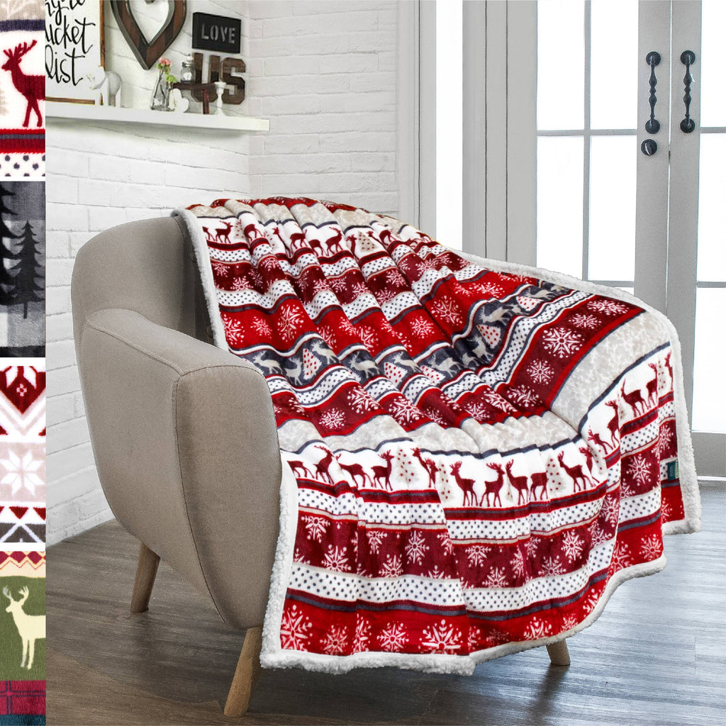 Lightweight Warm Premium Plush Sherpa Throw Christmas Blanket | Soft, Warm, Cozy, Reversible Microfiber Winter Cabin Throw | Plaid Hol... - Cozy Fleece Throw Blanket for Couch & Bed - Default Title