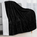 Decorative Knitted Reversible Sherpa Fleece Throw Blanket Black, Plush Flannel Throw, Ultra Soft Warm Ribbed Microfiber Blanket for Sofa... - Luxury Knitted Decorative Throw Blanket with Fringes - Default Title