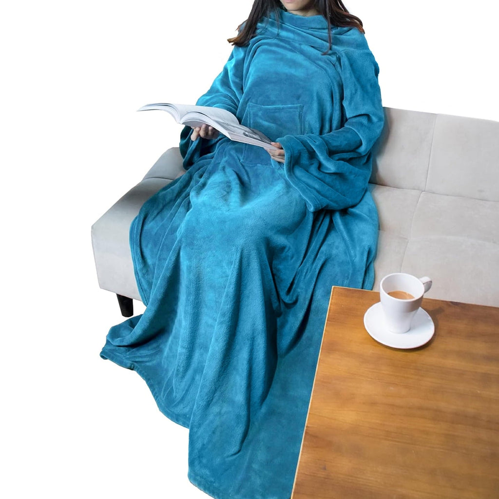 Reversible Sherpa Wearable Blanket with Sleeves for Adult Women Men, Cozy Fleece Warm Wrap Throw Blanket with Arms, Pocket, Gifts for C... - Cozy Fleece Throw Blanket for Couch & Bed - Default Title
