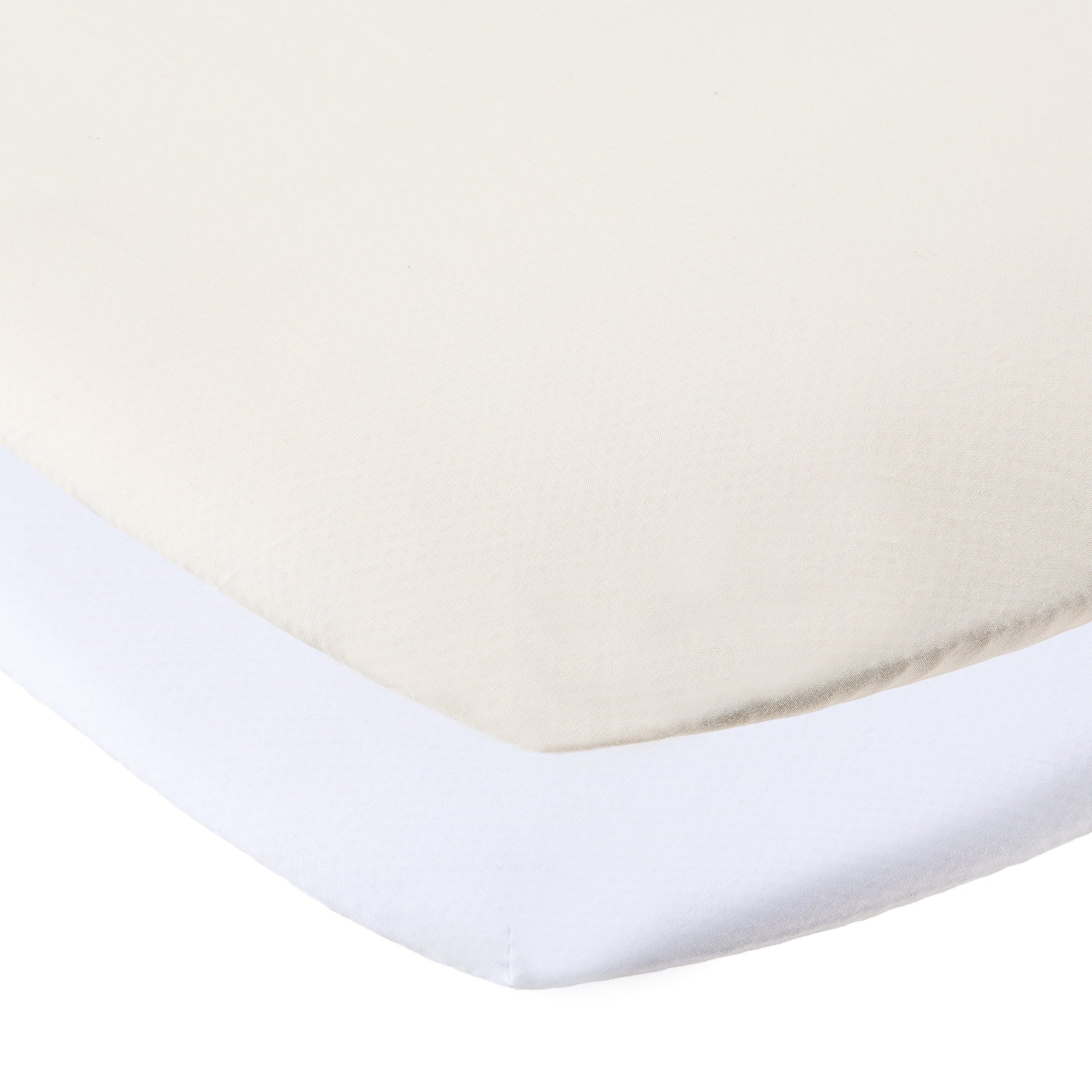 Ultra-Soft 180 Thread Count White and Birch Cotton Fitted Bassinet Sheets, 2 Pack - Breathable Egyptian Cotton Flat & Fitted Sheets - Default Title