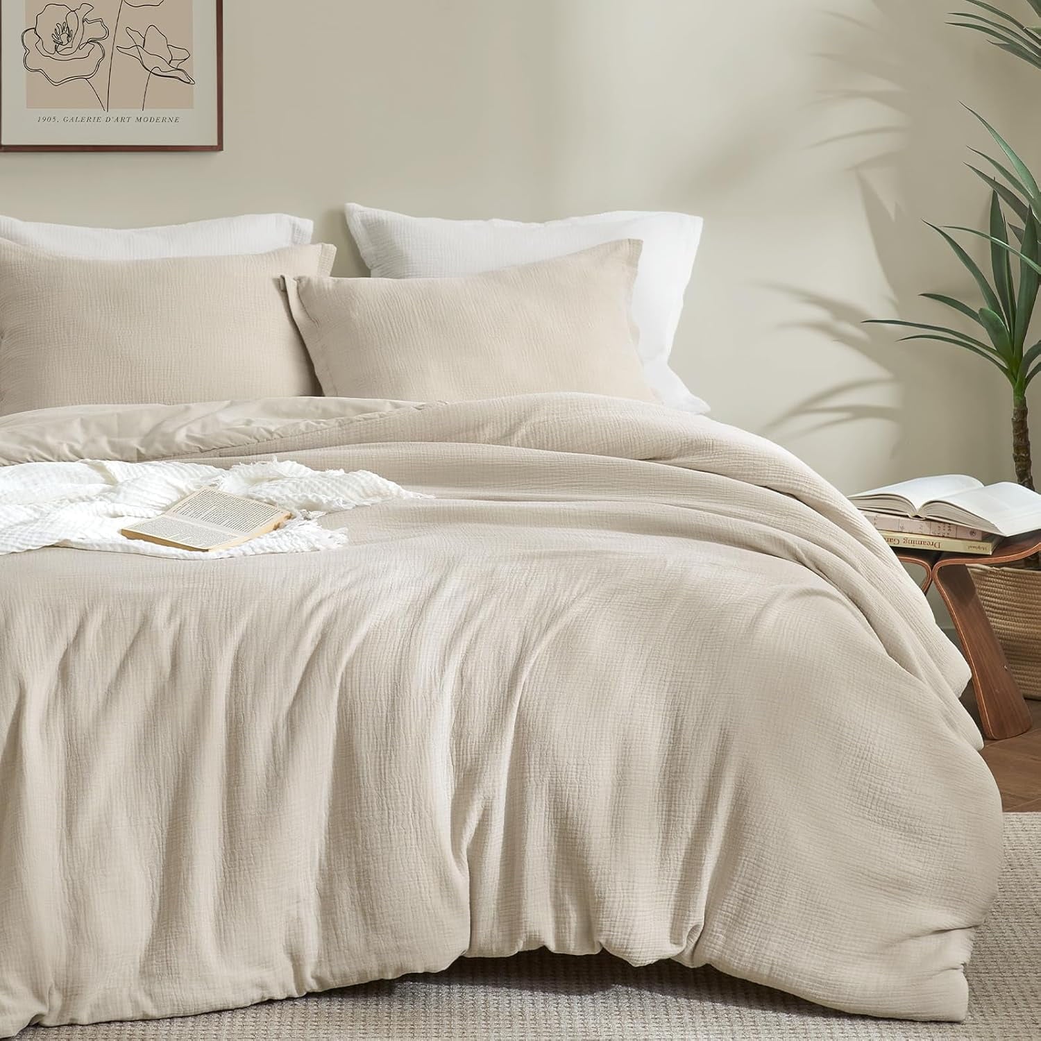 Luxurious Quilted Cotton Muslin Comforter Set Queen Size, Ultra Soft Breathable & Lightweight Bedding Set for All Seasons, 1 Comfy Comf... - Cloud-Like Soft Lightweight Bed Comforter - Default Title
