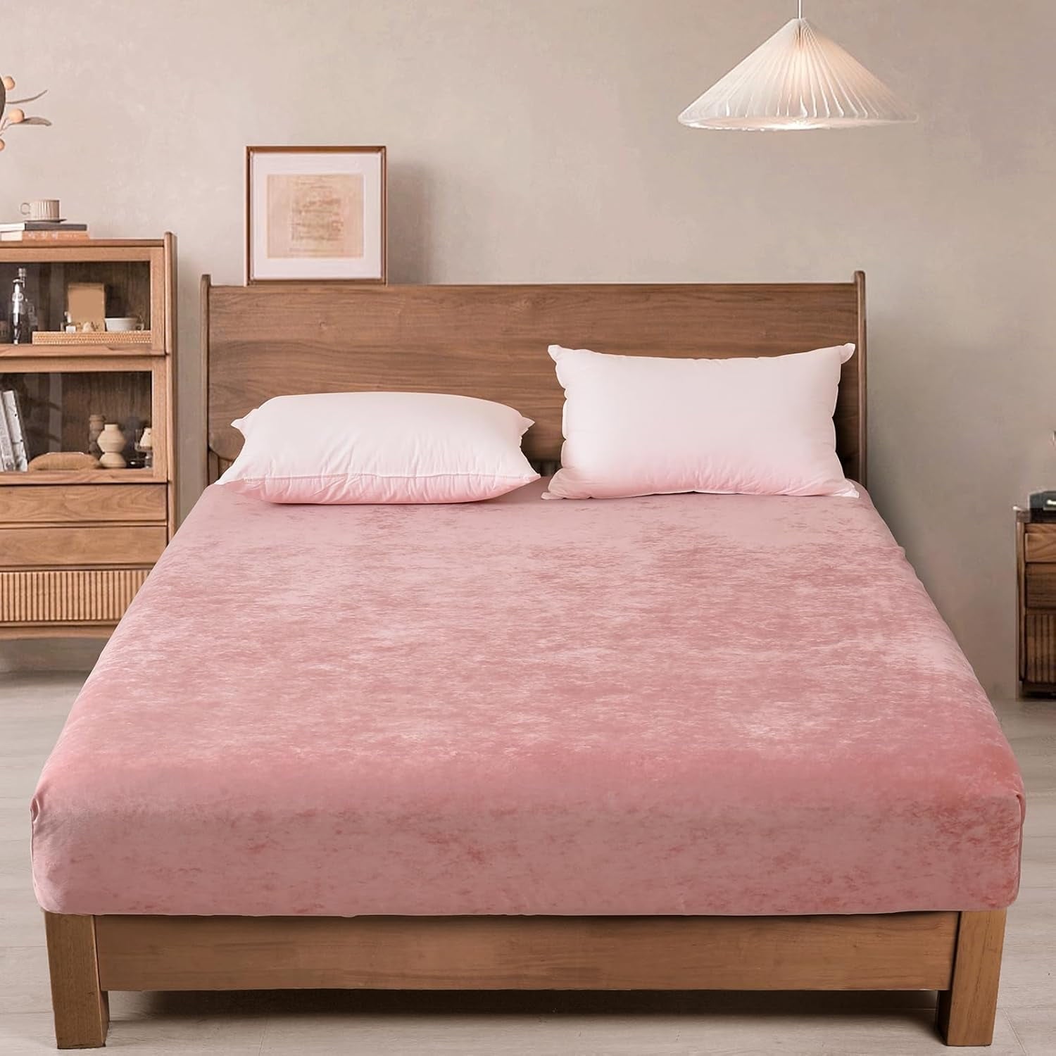Premium Egyptian Cotton Truly Velvet Fitted Sheet Twin Size, Luxury Super Soft Flannel Bottom Sheet with 15" Deep Pocket for Winter, Pink - Breathable Egyptian Cotton Flat & Fitted Sheets - Default Title
