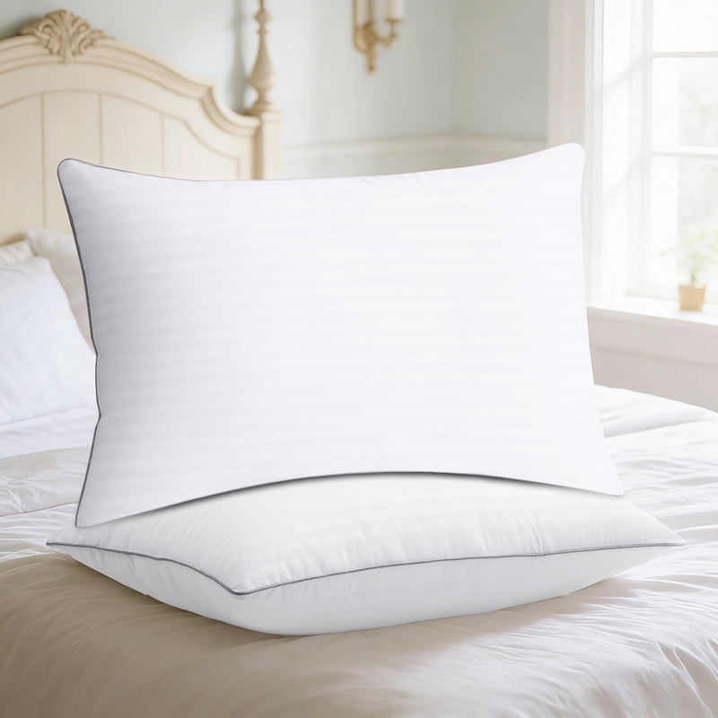 Decorative Plump Pillows Queen Size Set of 2, Bed Pillows for Side, Back and Stomach Sleepers, Super Soft Down Alternative Filling, Lu... - Orthopedic Shredded Foam Bed Pillow Set - Default Title