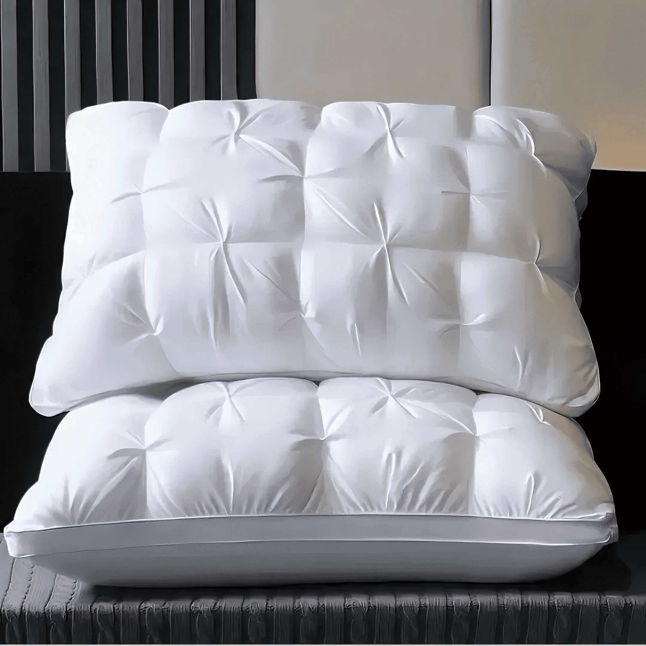 Hotel Collection Queen Size Bed Pillows Set of 2, Hotel Quality, Down Alternative Gusseted Bed Pillows for Side, Back, or Stomach Slee... - Ergonomic Memory Foam Pillow for Neck Pain Support - Default Title