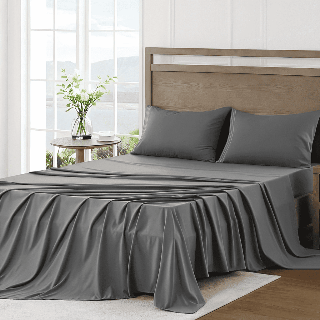 Cooling Sateen 4 Piece Bed Sheet Set, Queen Size Upgraded Cooling Deep Pocket Comfy Breathable Hotel Luxury Bedding, Extra Soft Wrin... - Cooling Hotel Quality Bedding Sheets and Pillowcases - Default Title