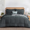 Heavyweight Warmth 7 Pieces Comforter Set with Sheets - Bed in a Bag with Comforter and All Season Sheets, Pillowcases,Dark Gray,Queen - Hypoallergenic Ultra-Fluffy Quilt for Winter - Default Title