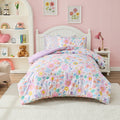 Luxurious Quilted Floral Comforter Set, Soft Microfiber Flower Bedding Set, 5 Pieces with Comforter, Sheets and Pillowcases, Twin - Cloud-Like Soft Lightweight Bed Comforter - Default Title