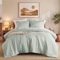 All-Season Full/Queen Comforter Sets, Reversible 3 Piece Extra Soft Bedding Set, Chambray Print Sage Green Comforter Bed Set wit... - Hypoallergenic Ultra-Fluffy Quilt for Winter - Default Title