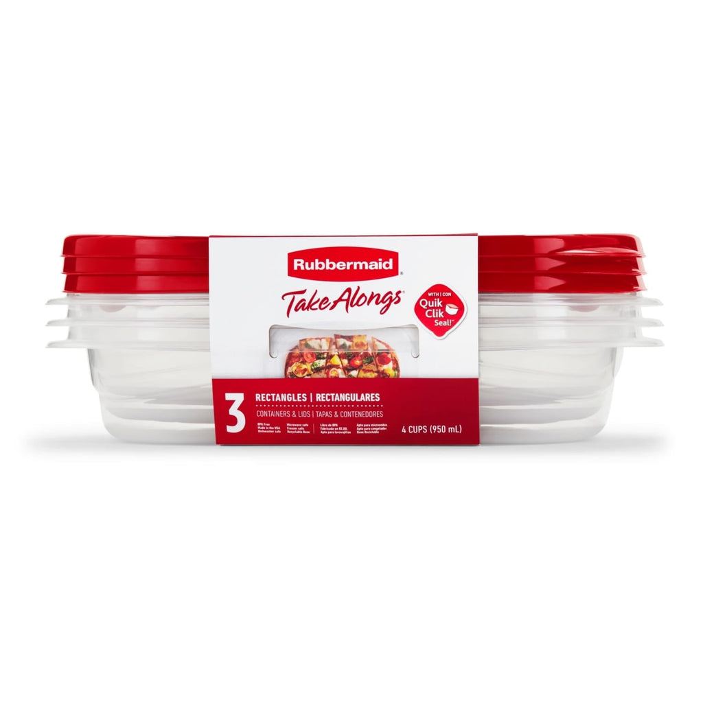 Playful Geometric 4.0-Cup Rectangle Food Storage Containers, Ruby Red, 3 pack - Fun Food Fidget Cookie Squishable Toy - Default Title