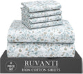 Wrinkle-Resistant 6 Pcs Cotton Sheets - 100% Natural Cotton Soft, Lightweight & Breathable Crispy Percale Bed Sheets, King Size Sheets ... - Premium Ultra-Soft Pillowcase Pair for Sleeping - Default Title