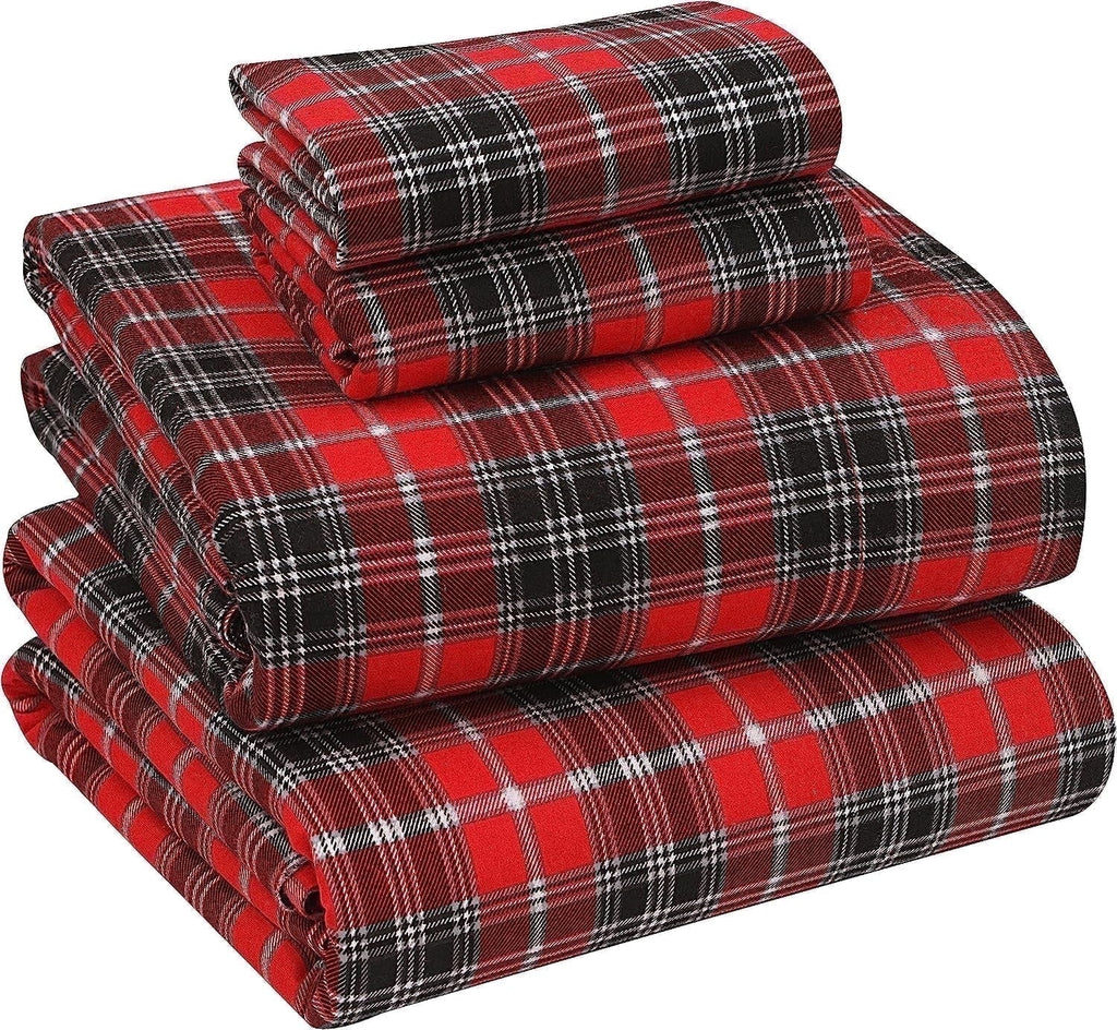 Breathable Luxury Flannel Sheets Queen Size - 100% Cotton Double Brushed Bed Sheets, Deep Pockets 16 Inches Queen Sheet Set, All Season... - Luxury Bed Sheet Set with Deep Pockets - Default Title