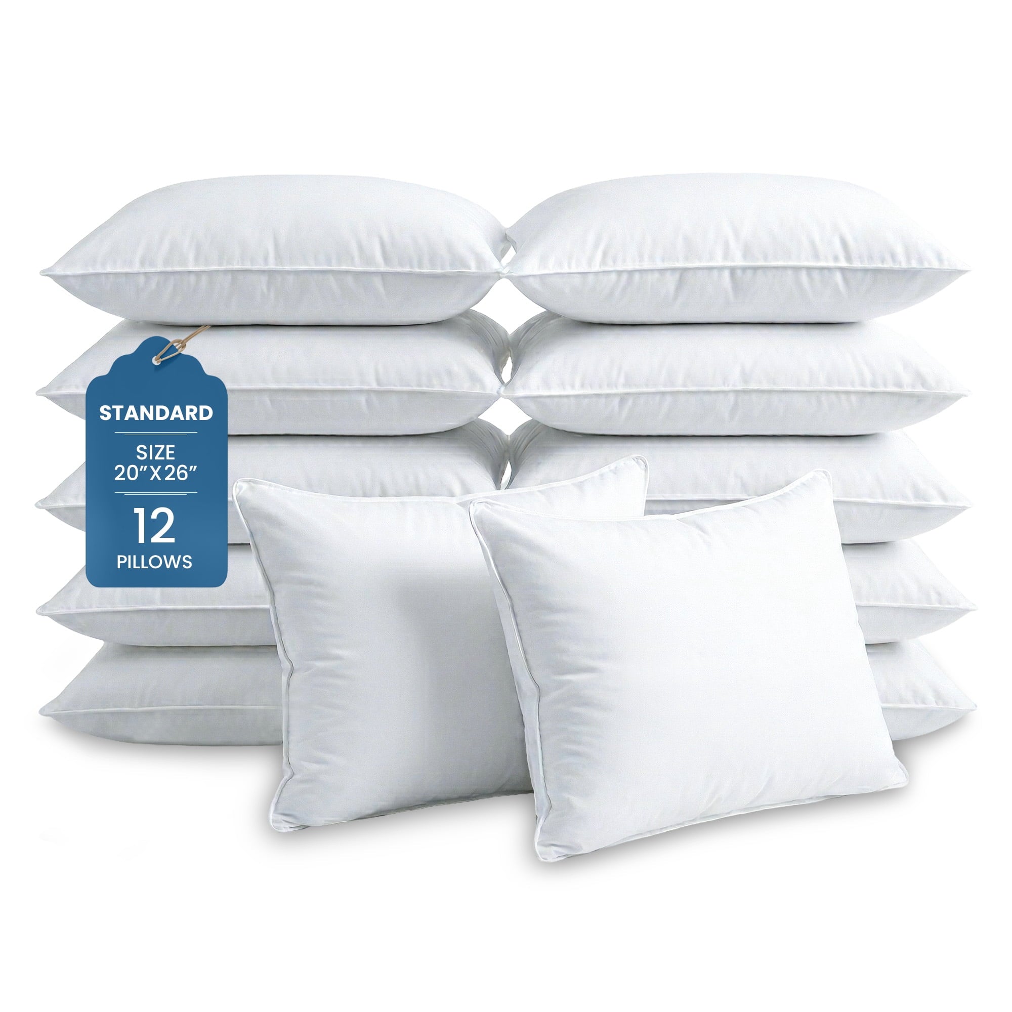 Hotel Collection Ryotei Economy Bulk Hotel Pillows 20"x26" Standard (Pack of 12) | Premium Cluster Fiber Fill | Soft Down Alternative ... - Decorative Throw Pillow Cushion for Sofa & Bed - Default Title