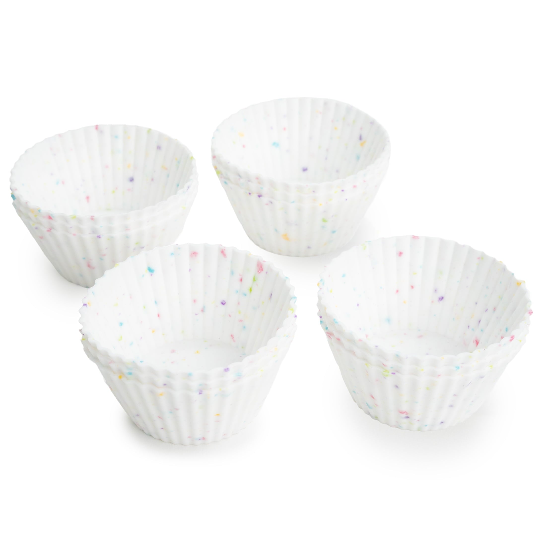 Premium Kitchen Reusable Non-Stick Silicone Baking Cups (12 Pack) - Standard Size - Confetti - Premium Stainless Steel Garlic Presser & Peeler - Default Title