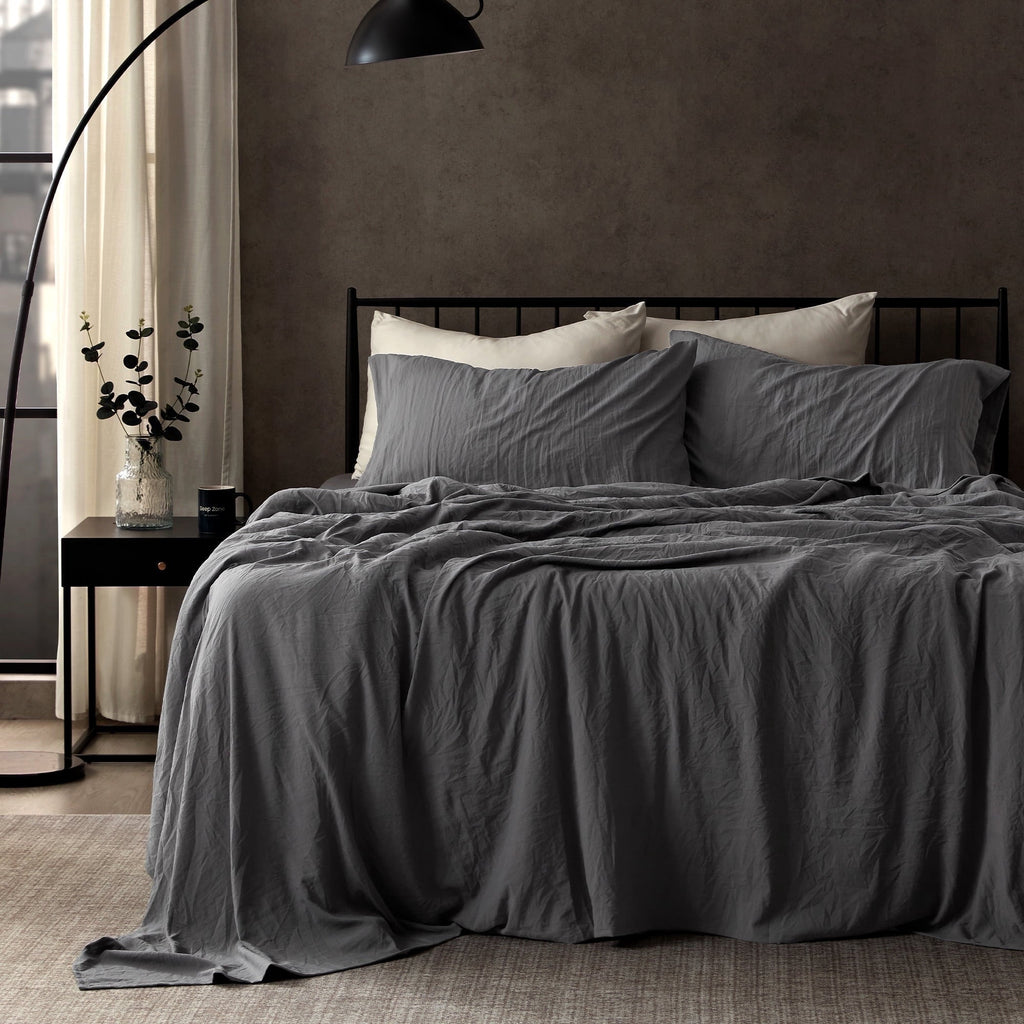 Premium Egyptian Cotton Bed Sheets - Full Size Bed Sheets - Washed Microfiber - 4 Piece Hotel Luxury Bedding Sheets with Fitted Sheet, Flat S... - Breathable Egyptian Cotton Flat & Fitted Sheets - Default Title