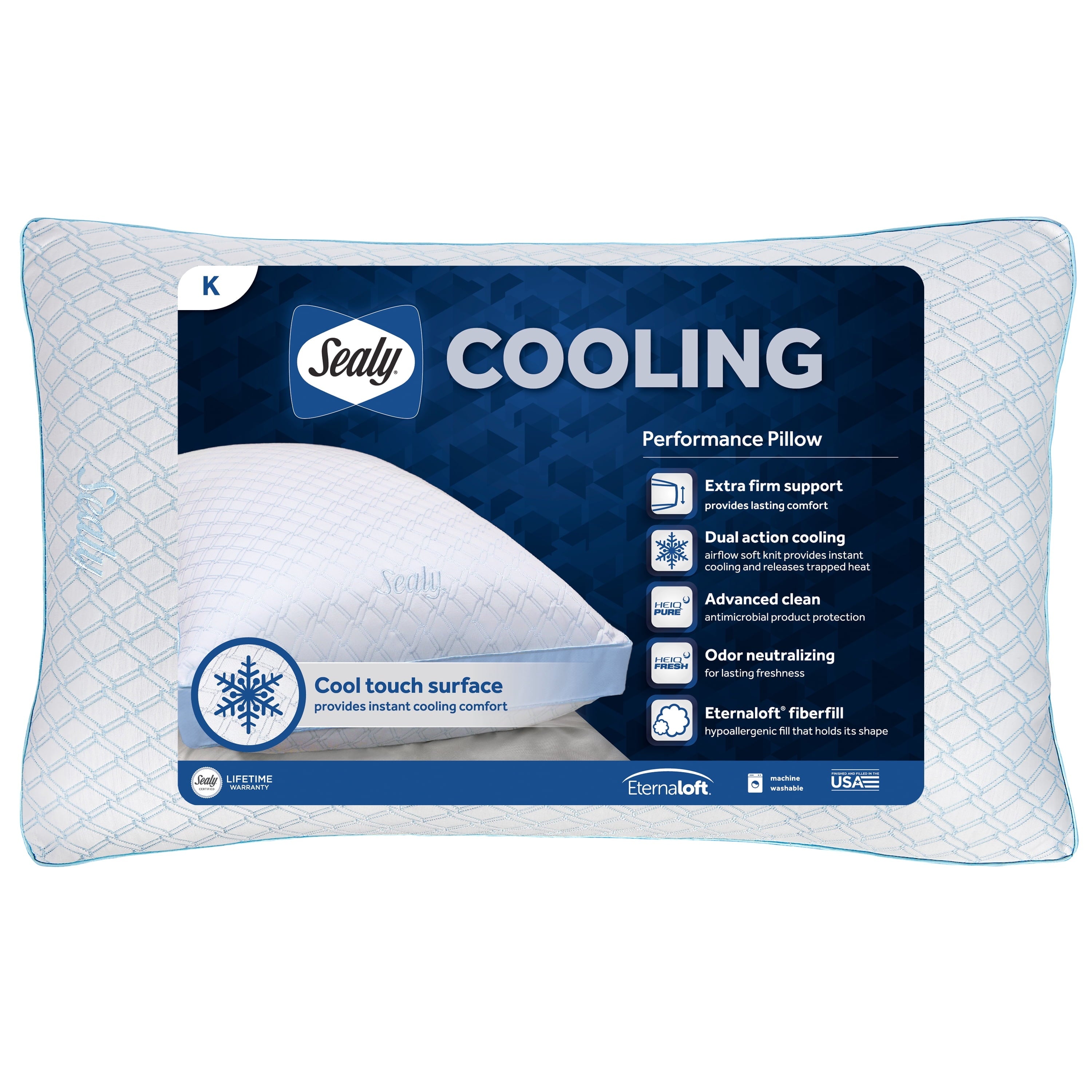 Decorative Plump Cooling Performance Odor Neutralizing Extra Firm Support Machine Washable Pillow, King - Hotel Quality Plush Sleeping Pillows - Default Title