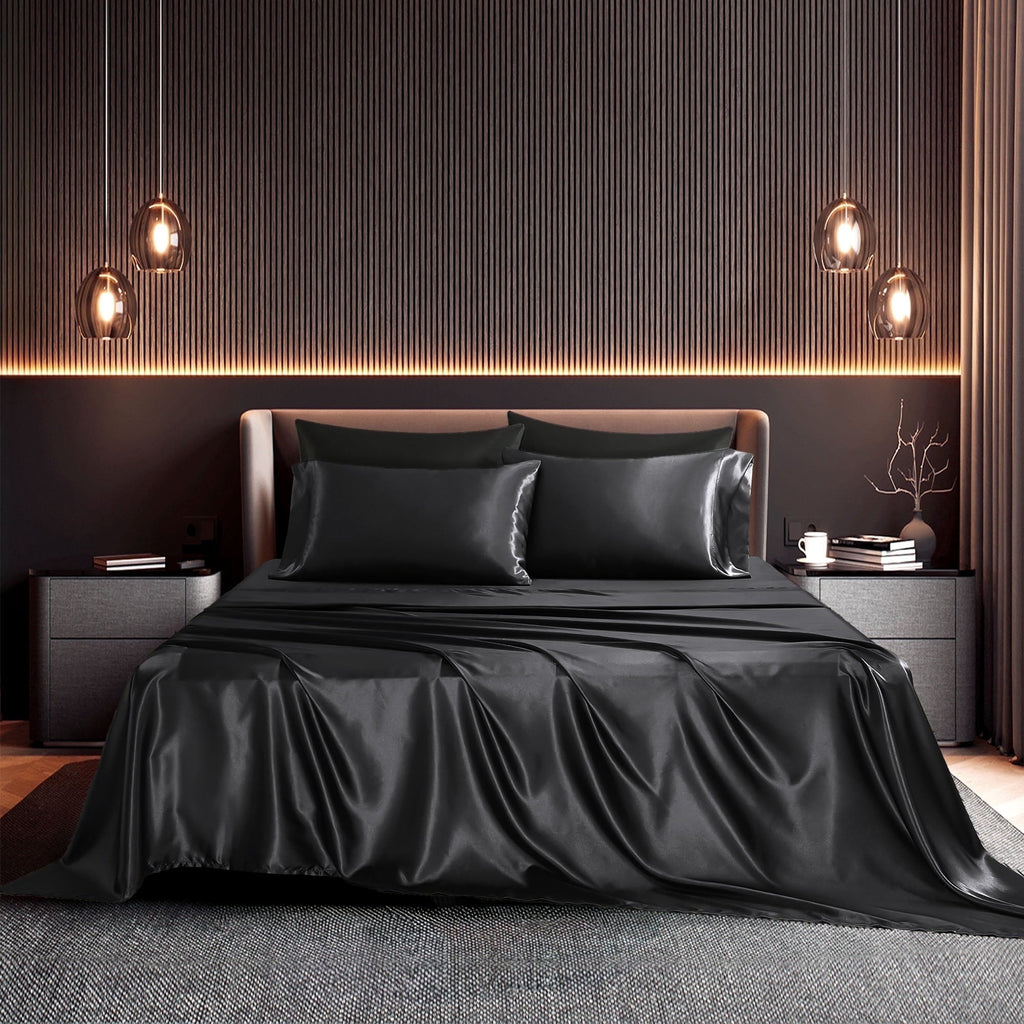 Premium Egyptian Cotton Set, Queen, Silky Bed s, 4 Pieces,Black - Cooling Hotel Quality Bedding Sheets and Pillowcases - Default Title