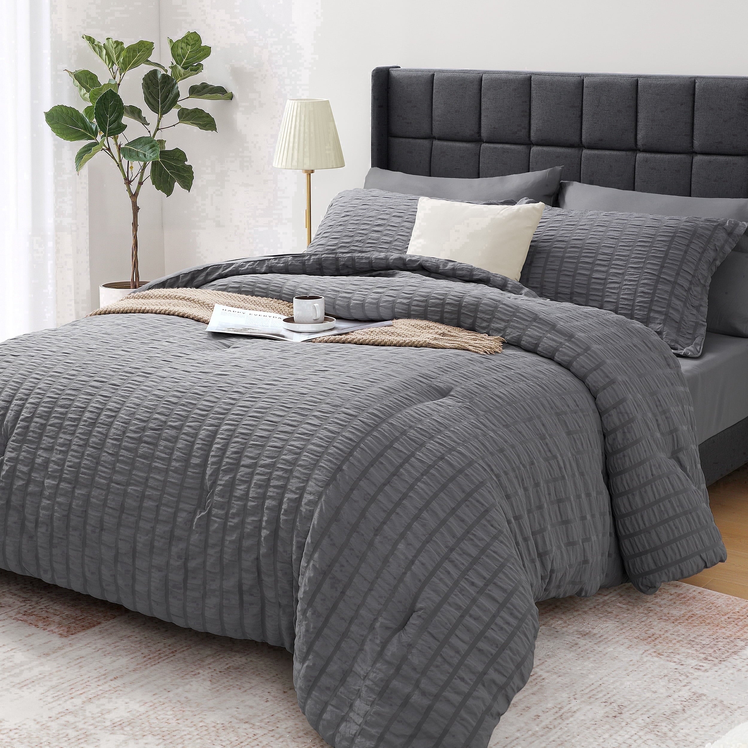 All-Season 7 Piece Queen Comforter Set, Bed in a Bag with Sheets, Pillowcases & Shams, All Season Soft Bedding, Cozy and Lightwe... - Luxurious Quilted Duvet Cover Set - Default Title