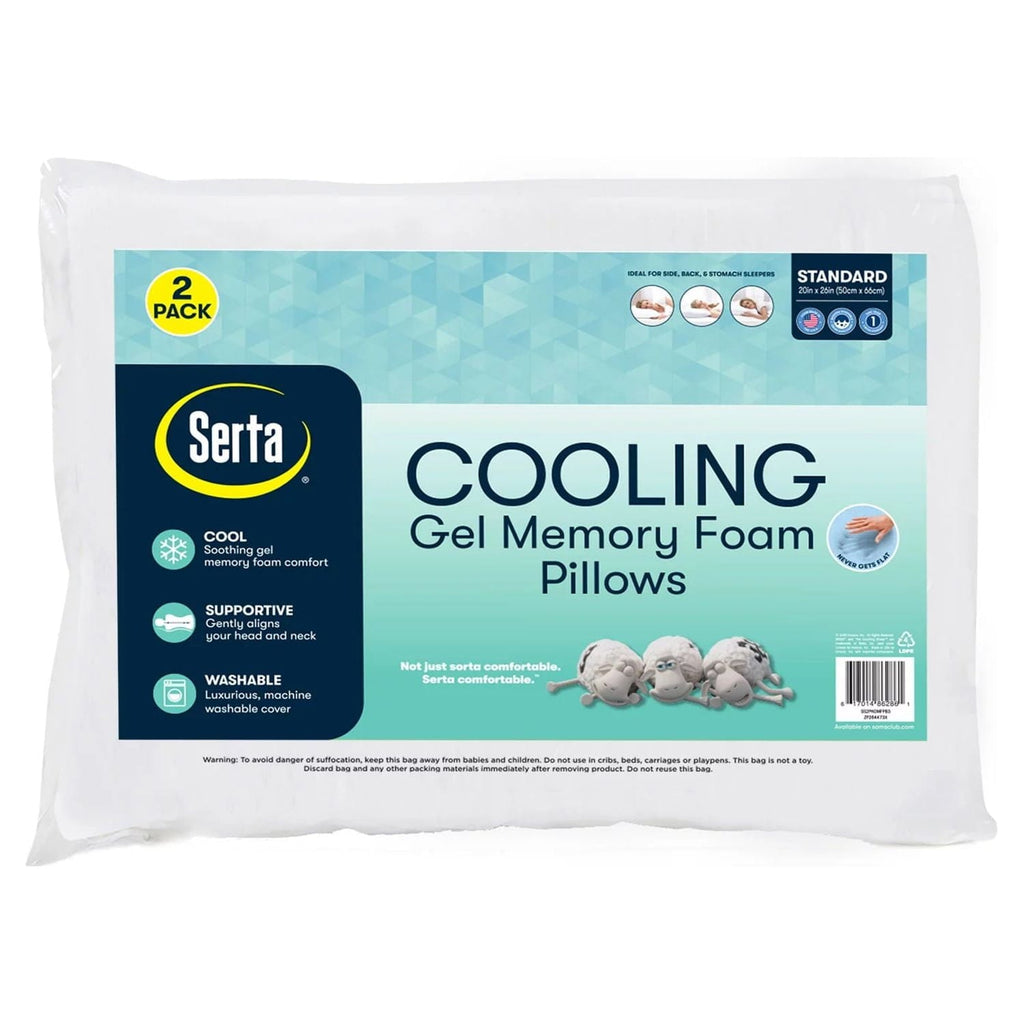 Ergonomic Memory Foam Cooling Gel Memory Foam Bed Pillow, Set of 2 - Ergonomic Memory Foam Pillow for Neck Pain Support - Default Title