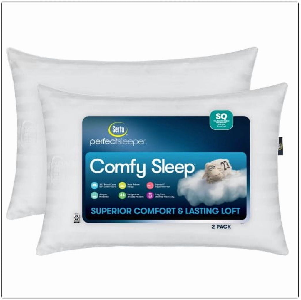 Hotel Collection Comfy Sleep Bed Pillow Queen Size, Pack of 2 - Ergonomic Memory Foam Pillow for Neck Pain Support - Default Title