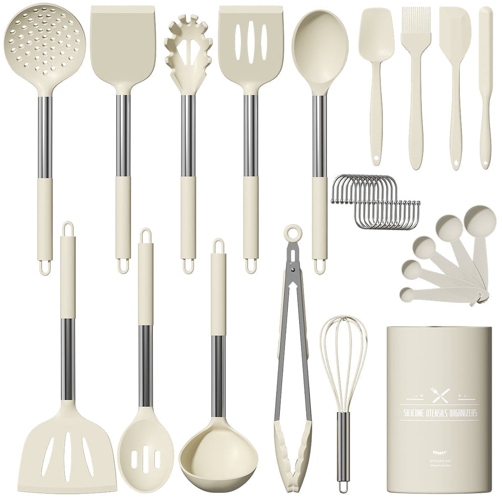 Durable Steel Silicone Cooking Utensil Set, 30 Pcs Kitchen Utensils Set with Stainless Steel Handle, Food Grade Silicone Spatula Se... - Professional Kitchen Tool for Culinary Enthusiasts - Default Title