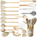 Seamless One-Piece Silicone Cooking Utensils Set, Heat Resistant Kitchen Tools, 36 PCS Non-Stick Silicone Cooking Kitchen Utensils, Khaki - Ergonomic Kitchen Tongs and Cooking Spoon Utensil - Default Title