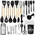 Premium Silicone Silicone Cooking Utensils Set with Holder, 44 PCS Kitchen Utensils Set, Silicone Kitchen Gadgets Spatulas Set for Non... - Durable Turner & Ladle Utensil Set for Home Chefs - Default Title
