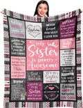 Lightweight Warm Sister Gifts , Sisters Birthday Gift Idea, Best Sister Ever Gift for Women, Birthday Gifts for Sisters, Sis Soft Thro... - Luxury Knitted Decorative Throw Blanket with Fringes - Default Title