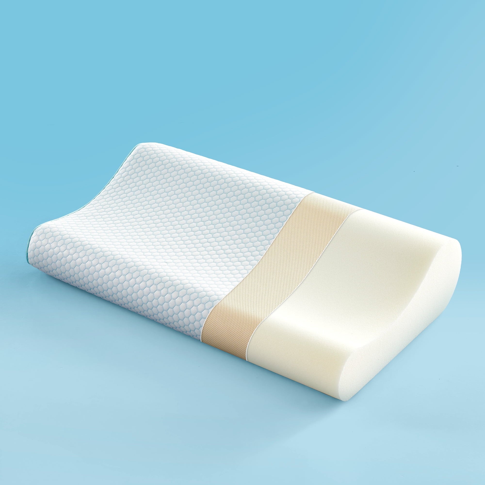Ergonomic Memory Foam Standard Cooling Memory Foam Pillow, Ergonomic Adjustable Orthopedic Contour Bed Pillows Neck Support for Side Back S... - Decorative Throw Pillow Cushion for Sofa & Bed - Default Title