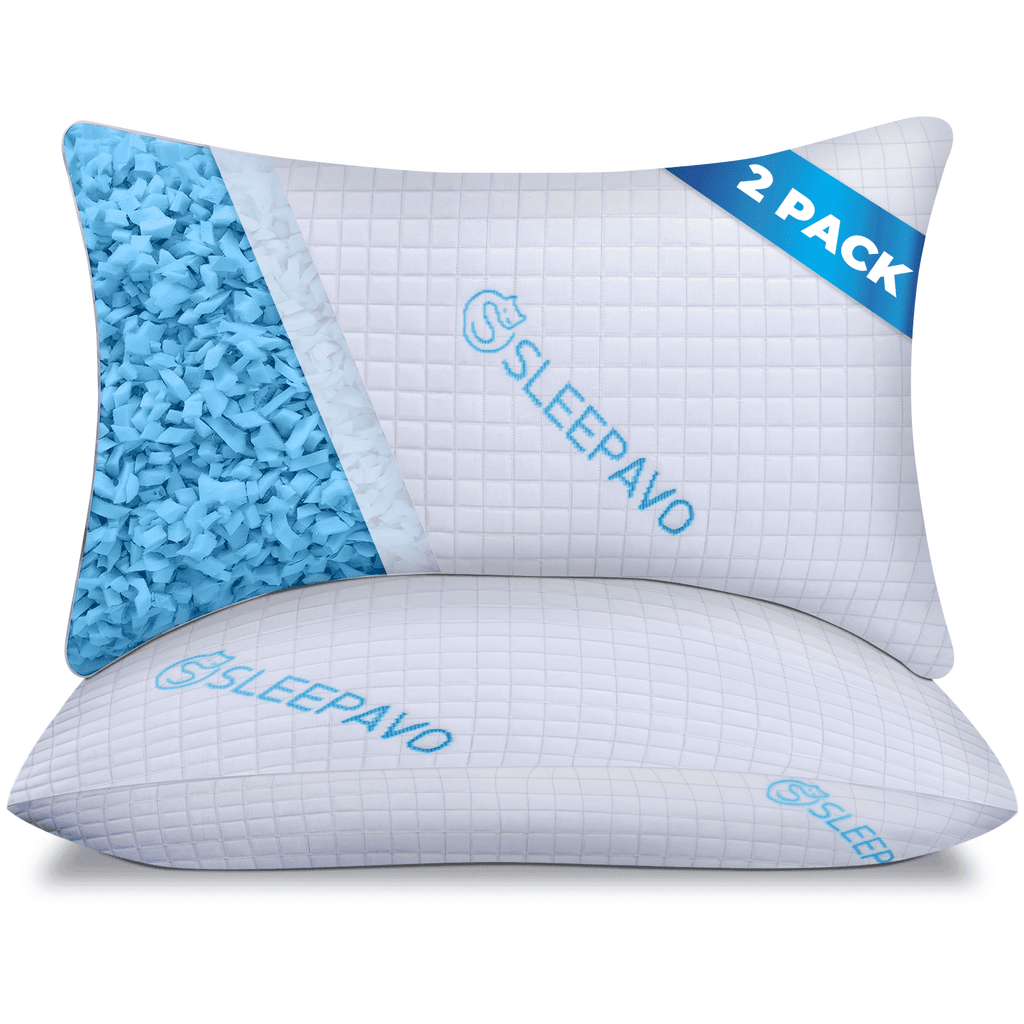 Hotel Collection Adjustable Shredded Memory Foam Pillows Queen Size Set of 2 - Extra Soft Cooling Bamboo Bed Pillows for Sleeping - Ba... - Ergonomic Memory Foam Pillow for Neck Pain Support - Default Title