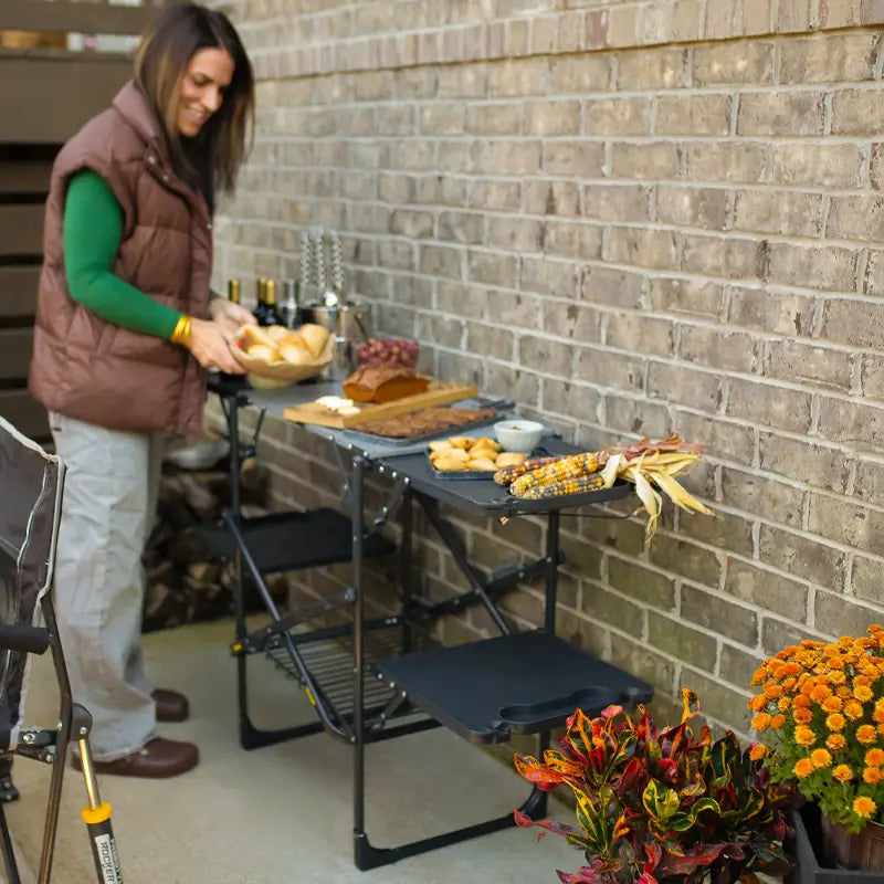 Heavy-Duty Camp Slim-Fold Cook Station - Choice 575 - Heat-Resistant Over-Fire Grill Rack for Camping Detail