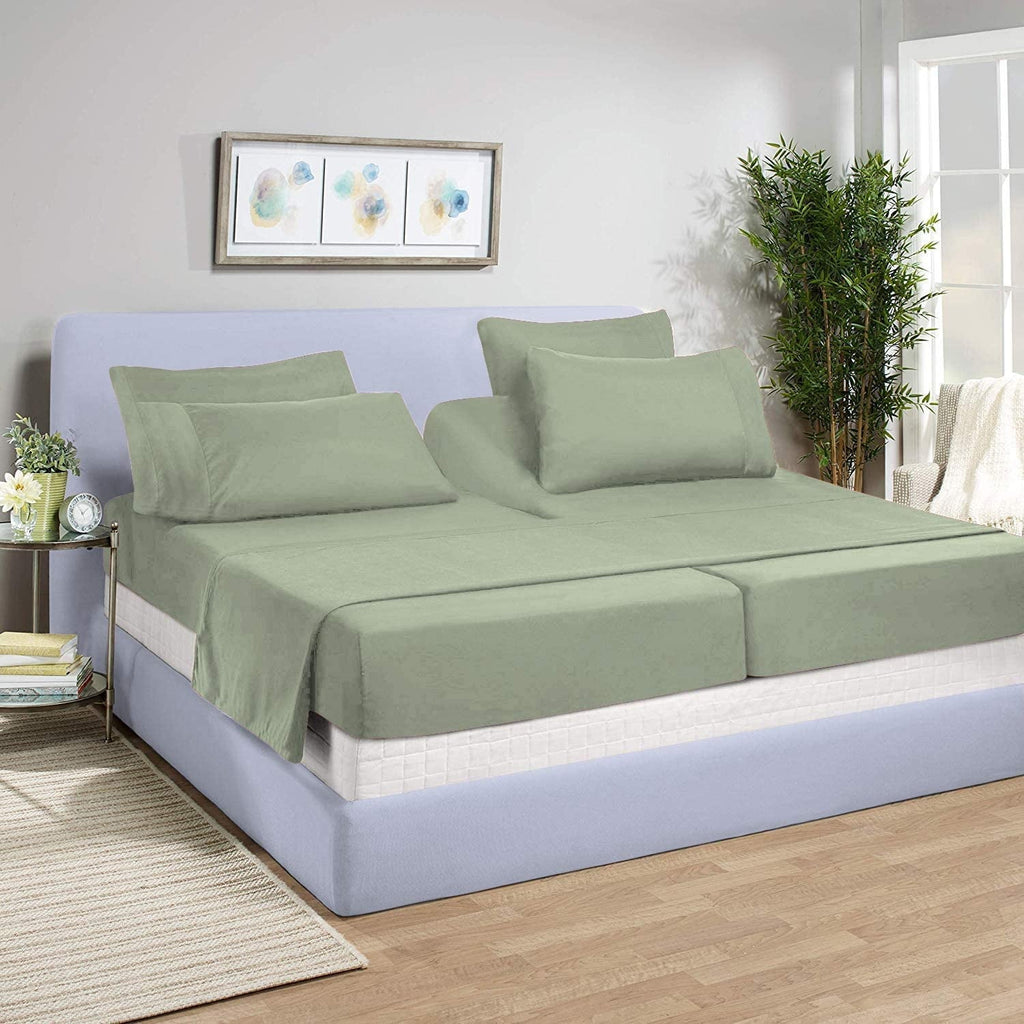 Wrinkle-Resistant Split-California King Bed Sheet Set (5-Pieces) Adjustable Bed Sheets - 800 Thread Count 100% Egyptian Cotton - 15" De... - Luxury Bed Sheet Set with Deep Pockets - Default Title