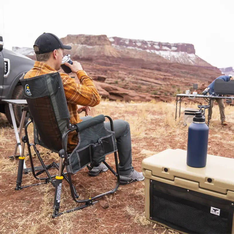 Smooth Motion Stowaway Rocker - Choice 794 - Heavy-Duty Kickback Rocker with Beverage Holder Detail