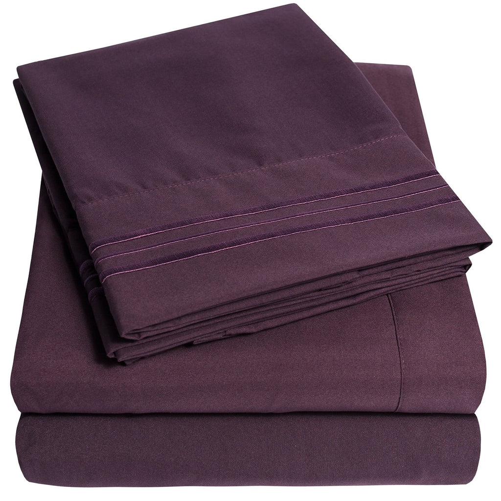 Breathable Luxury 1800 Series Bed Sheets - Extra Soft Microfiber Deep Pocket Sheet Set - Purple, Full - Premium Ultra-Soft Pillowcase Pair for Sleeping - Default Title