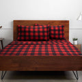 Cooling Sateen Buffalo Plaid Black and Red 4 Piece Bed Sheet Set - Twin - Breathable Egyptian Cotton Flat & Fitted Sheets - Default Title