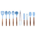 Chef-Quality 10-Piece Silicone and Acacia Wood Handle Cooking Utensils Set, Blue - Professional Kitchen Tool for Culinary Enthusiasts - Default Title