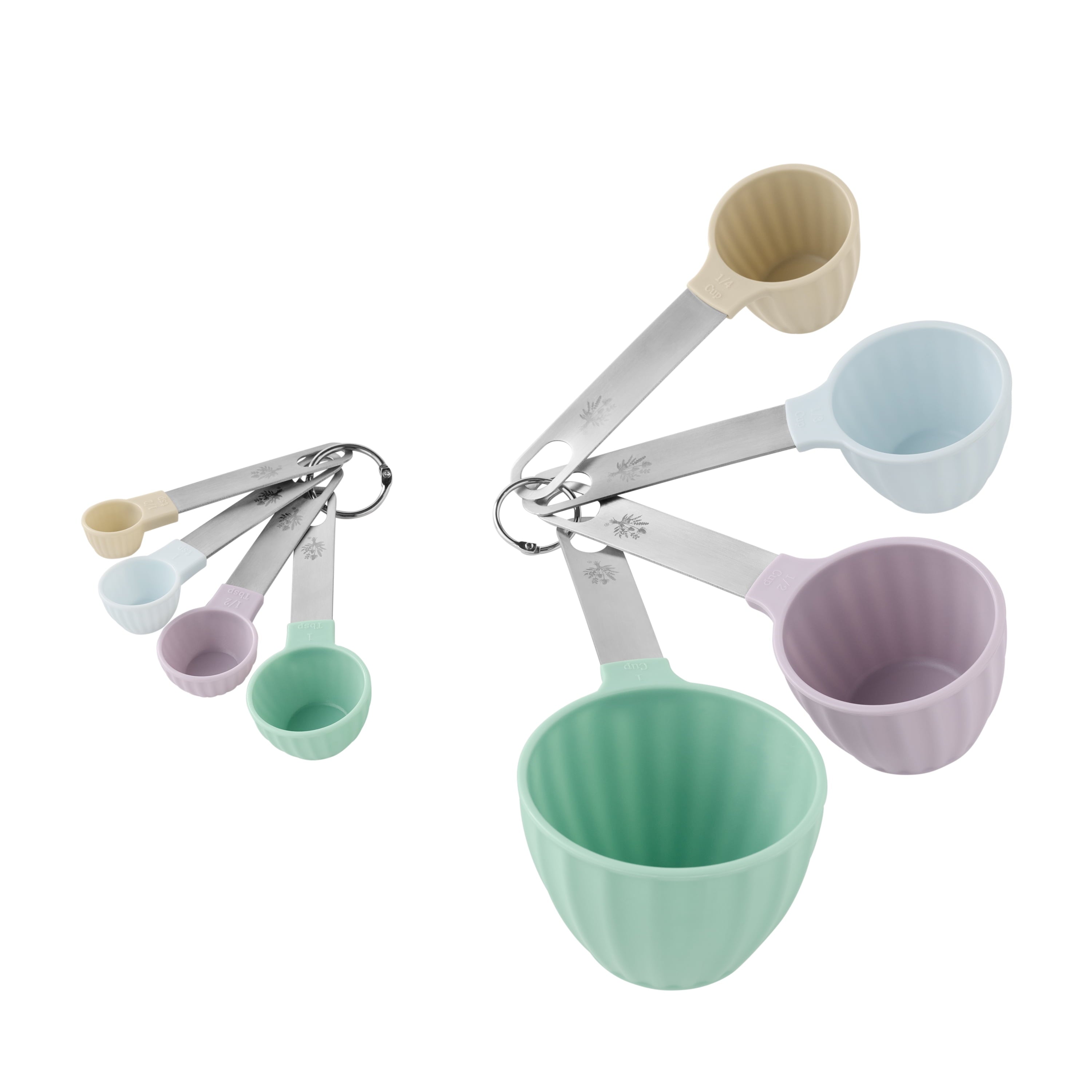 Multi-Functional 8-Piece Plastic Measuring Cup and Spoon Set, Multicolor - Multi-Functional Manual Food Chopper & Slicer - Default Title