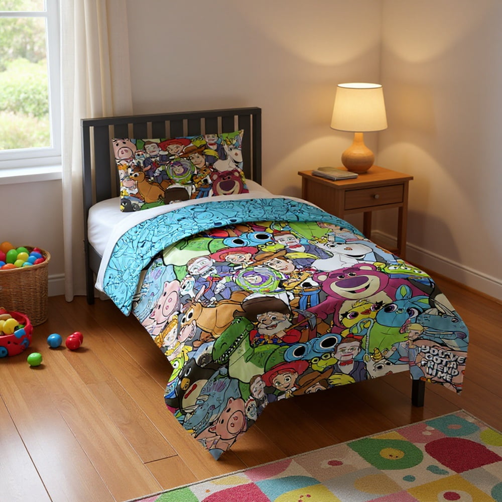 Fluffy Down Alternative You've Got a Friend Reversible Comforter and Pillowcase Set, Twin/Full, Kids Bedding - Cloud-Like Soft Lightweight Bed Comforter - Default Title