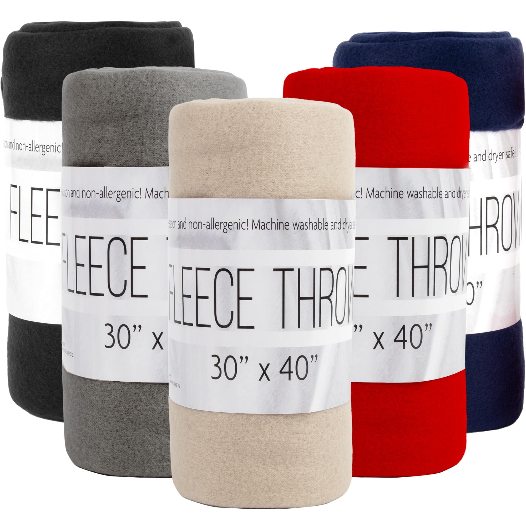 Reversible Sherpa 24 pack Adult Soft Fleece 40"L x 30"L Twin Throw Blankets for Homeless, Wedding Favors, Home in Assorted Colors - Lightweight Plush Warm Blanket for All Seasons - Default Title