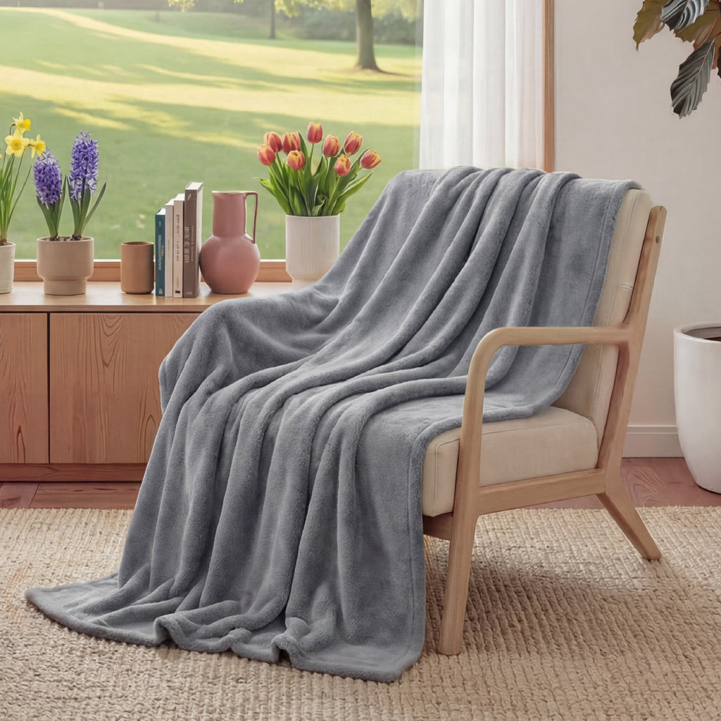 Decorative Knitted Fleece Throw Blanket for Couch Grey, Lightweight Plush Fuzzy Cozy Soft Blankets and Throws for Sofa, 50x60 inches - Lightweight Plush Warm Blanket for All Seasons - Default Title