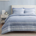 Heavyweight Warmth Queen Comforter Set Blue, Bed in a Bag Queen Size Bedding 7-Pieces, Striped Bedding Set for All Seasons - Luxurious Quilted Duvet Cover Set - Default Title