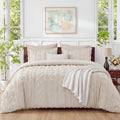 All-Season Tufted Boho Comforter Set Queen, Beige, 3 Pieces Farmhouse Shabby Chic Embroidery Bedding Set, Soft Jacquard Comforte... - Cloud-Like Soft Lightweight Bed Comforter - Default Title
