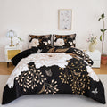 Heavyweight Warmth Black Floral Comforter Set Queen, Printed Comforter White Flowers Butterfly Bedding Set, 3 Pieces Botanical Reversibl... - Luxurious Quilted Duvet Cover Set - Default Title