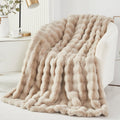 Reversible Sherpa Taupe Faux Fur Bubble Blankets for Couch Chair Sofa Luxury Fluffy Thick Bubble Throw Blanket Furry Blanket Fuzzy Soft... - Cozy Fleece Throw Blanket for Couch & Bed - Default Title