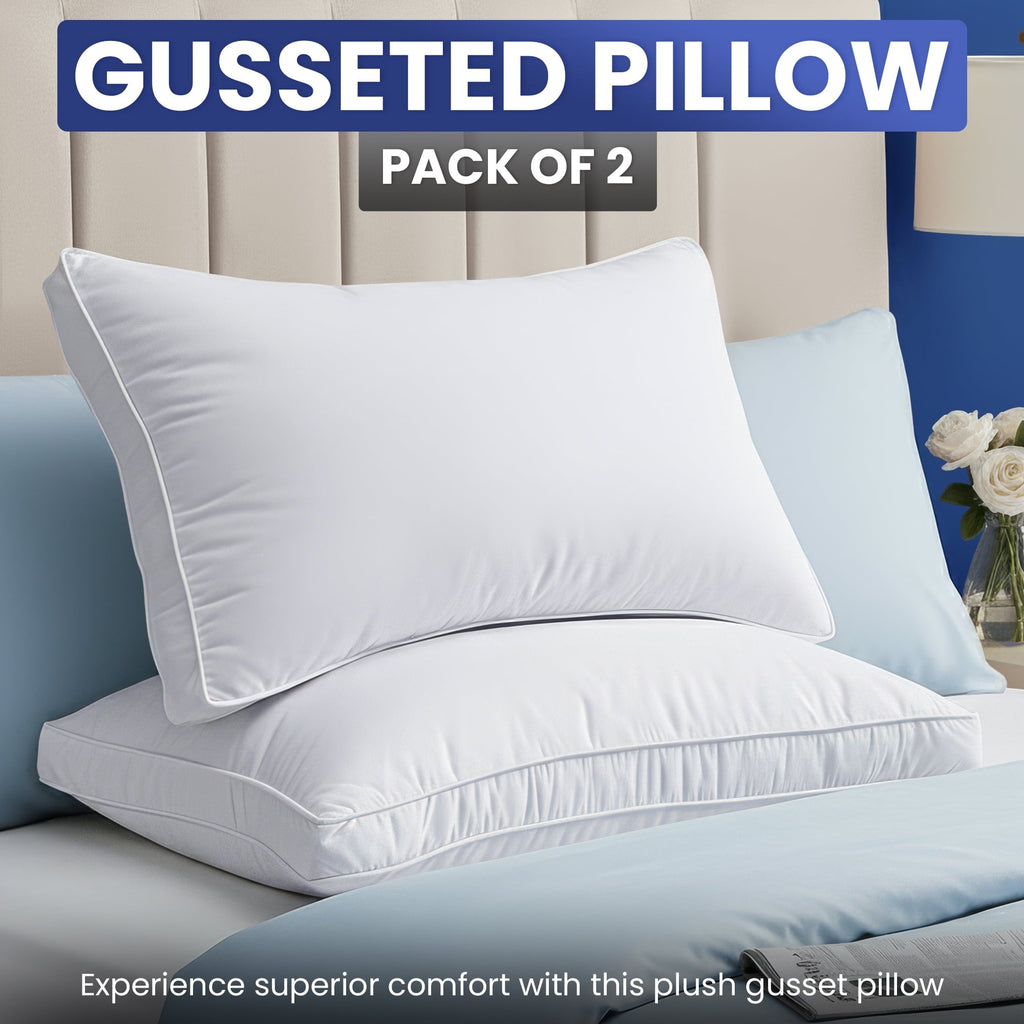 Fluffy Shredded Queen Bed Pillow, 26"L x 18" W, Set of 2, Soft and High-Quality, Gusseted Pillow for All Sleep Positions (White) - Decorative Throw Pillow Cushion for Sofa & Bed - Default Title